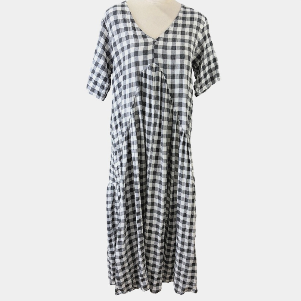 Petal and Pup Black White Gingham Tiered Ruffle Maxi Dress Cottagecore V-Neck S